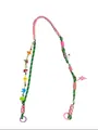 Detail of colorful woven crossbody phone lanyard with 'EXPLORE' letter beads - Letter Charm Style / Green Pink Red White Woven (6)