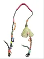 Colorful woven multi-functional crossbody phone lanyard with beads and decorative tassel. - Colorful Tassel Style / Pink Green Orange Tassel (7)