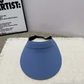 Detailansicht eines blauen UV-Sonnenschutz-Visors mit verstellbarem Band für den Sommer. - Blau