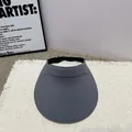 Nahaufnahme eines minimalistischen grauen Sonnenvisiers mit breiter Krempe zum Sonnenschutz - Dunkelgrau