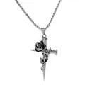 Vintage gothic nail cross necklace pendant featuring intricate rose and thorn details - Rose Cross Style (A-2674)