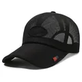 Cappello da baseball in rete nera traspirante con corona alta per uomo per l'estate - Nero