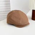 Béret rétro à rayures marron casquette plate mixte stylée - Kaki