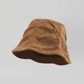 Vintage καφέ κοτλέ καπέλο bucket για γυναίκες με πτυχώσεις και απλό καθημερινό σχέδιο - Χακί