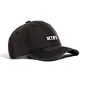 Detailansicht der Baseballkappe aus gewaschener Baumwolle mit weißem MINI-Stickereiteil - Regulär (55-59cm) / Schwarz
