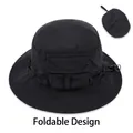 Packable quick-dry waterproof black outdoor bucket hat with foldable storage design - Black