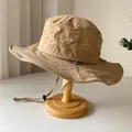 Japanese style khaki breathable quick-dry sun bucket hat for outdoor hiking and travel - Khaki