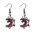 Gothic blood moon crescent dangle earrings with red crystal accents and dark metal finish - Gothic Red Moon Crescent (C-768)