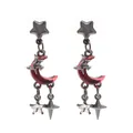 Gothic blood moon star crescent dangle earrings with dark gunmetal finish - Blood Moon Pentagram Pendant (C-773)