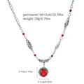 Détails des dimensions et du poids du collier vintage victorien à pierre rouge. - Style Pendentif Rond Classique (A-2676) / Argent Antique Rouge