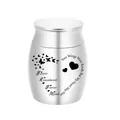 Silver stainless steel cremation urn with engraved heart and memorial text - 30*40mm / Silver