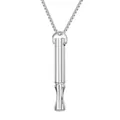Polished silver mindfulness breathing whistle necklace for meditation and stress relief - Cylindrical Whistle Pendant / Silver