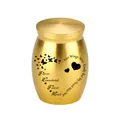 Miniature gold memorial cremation urn with elegant butterfly and heart engraving - 30*40mm / Gold