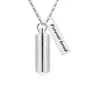 Collana urna a cilindro commemorativa in lega d'argento per le ceneri di animali - Forever Loved / 38x11mm / Argento
