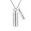 Collana urna per animali in argento con targhetta incisa Forever in my heart su catena. - Per sempre nel mio cuore / 38x11mm / Argento