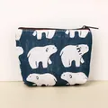 Cute cartoon polar bear canvas coin purse with zipper for coins keys and headphones - Polar Bear