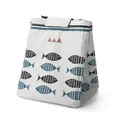 Portable insulated lunch bag with cute fish pattern for outdoor picnic and daily office use - Beige