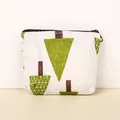 Cute mini canvas coin purse featuring a green geometric tree pattern with zipper closure - Christmas Tree
