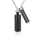 Collana urna cineraria nera per ceneri di animali con targhetta In Loving Memory - In amorevole ricordo / 38x11mm / Nero