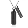 Collana urna nera per ceneri animali con targhetta 'Forever in my heart' incisa - Per sempre nel mio cuore / 38x11mm / Nero