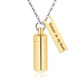 Collana per ceneri animali placcata oro con ciondolo a barra inciso 'Forever in my heart' - Per sempre nel mio cuore / 38x11mm / Oro