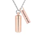 Elegante collana urna cineraria a cilindro oro rosa con targhetta incisa Forever Loved - Forever Loved / 38x11mm / Oro rosa