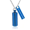 Collana urna cilindrica blu per ceneri animali con ciondolo Forever - Forever Loved / 38x11mm / Blu