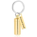 Detailed macro view of a golden cylindrical urn keychain with Forever loved text - Forever Loved / 38*11MM / Gold