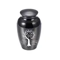 Small black alloy pet cremation urn featuring tree of life memorial engraving design - 65*45mm / Black