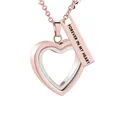 Rose gold heart cremation pendant necklace for pet ashes with glass window - Rose Gold Heart Shaped Charm