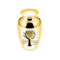 Small golden alloy pet cremation urn with commemorative tree of life engraving - 65*45mm / Gold