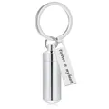 Polierter silberner Edelstahl Zylinder Urne Schlüsselanhänger mit Herz Botschaft Tag - Für immer in meinem Herzen / 38*11MM / Silber