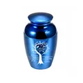Pequeña urna de cremación para mascotas de aleación azul con el árbol de la vida - 65*45mm / Azul