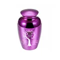 Urna funeraria de metal violeta para mascotas con grabado de árbol y texto memorial - 65*45mm / Púrpura