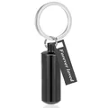 Black stainless steel cylindrical cremation urn keychain with engraved Forever Loved tag - Always on my mind / 38*11MM / Black