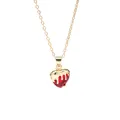 Elegant gold plated heart pendant necklace featuring a dripping effect and red crystal stone - Dripping Gold Heart Style (A-2701-3)