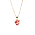 Elegant gold necklace with thorny red heart pendant and stars - Star Thorns Style (A-2701-8)