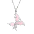 Delicate pink butterfly alloy pendant necklace with a sparkling pink teardrop stone - Butterfly Rose Style (1)