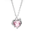 Sweet heart necklace featuring a pink crystal pendant with silver chain and cross detail - Heart Cross Style (9)