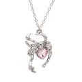 Silver spider pendant necklace featuring a sparkling pink heart-shaped crystal stone - Spider Heart Style (13)