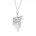 Elegant silver heart and cross pendant necklace with sparkling pink rhinestones - Heart Rhinestone Sword Style (16)