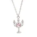 Stylish silver alloy necklace featuring a unique candlestick pendant with pink heart crystal - Candlestick Heart Style (19)