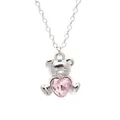 Cute silver-tone teddy bear necklace featuring a sparkling pink heart-shaped crystal - Bear Heart Style (20)