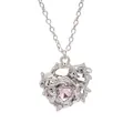 Silver alloy necklace featuring a pink heart crystal pendant with thorny abstract design - Irregular Thorns Style (23)
