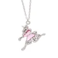 Trendy silver butterfly pendant necklace featuring pink crystal and irregular cross star - Cross Star Butterfly Style (24)