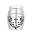 Small silver aluminum pet cremation urn with cross, wings, and Forever engraving - 30x40mm / Silver