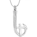 Silberne Fischhaken- und Kreuz-Urnenkette aus Edelstahl für Gedenkasche Schmuck - Silber Angelhaken Kreuz Anhänger / Silber