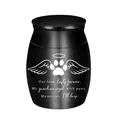 Black aluminum alloy pet cremation urn featuring angel wings paw print and memorial quote - 30x40mm / Black