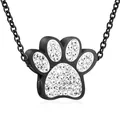 Black paw print cremation urn necklace with sparkling rhinestones for pet memorial - Black Paw Print Pendant