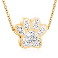 Gold stainless steel paw print cremation urn necklace with crystals for pet memorial. - Gold Paw Print Pendant